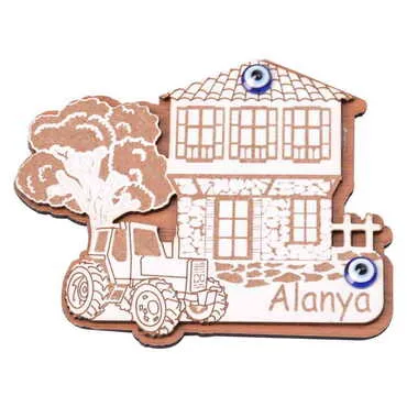 Alanya Themed Wooden Engraved Souvenir Fridge Magnet - 3