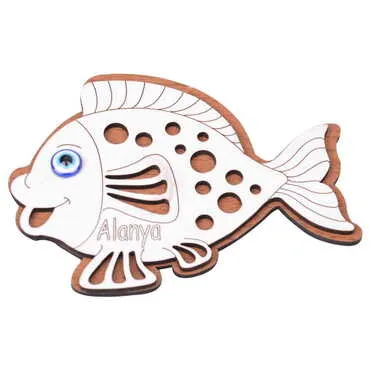 Alanya Themed Wooden Engraved Souvenir Fridge Magnet - 12