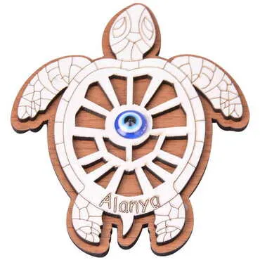 Alanya Themed Wooden Engraved Souvenir Fridge Magnet - 16