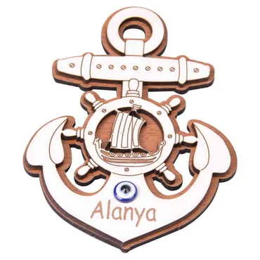 Alanya Themed Wooden Engraved Souvenir Fridge Magnet - 17