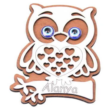 Alanya Themed Wooden Engraved Souvenir Fridge Magnet - 20