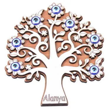 Alanya Themed Wooden Engraved Souvenir Fridge Magnet - 26