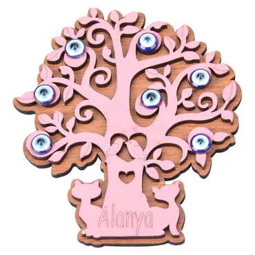 Alanya Themed Wooden Engraved Souvenir Fridge Magnet - 29