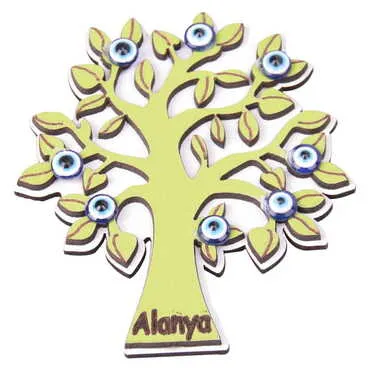 Alanya Themed Wooden Engraved Souvenir Fridge Magnet - 32