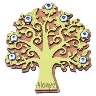 Alanya Themed Wooden Engraved Souvenir Fridge Magnet - 33