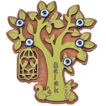 Belek Themed Wooden Engraved Souvenir Fridge Magnet - 10