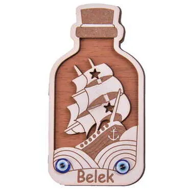 Belek Themed Wooden Engraved Souvenir Fridge Magnet - 33