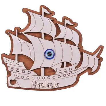 Belek Themed Wooden Engraved Souvenir Fridge Magnet - 34