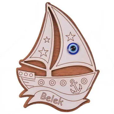 Belek Themed Wooden Engraved Souvenir Fridge Magnet - 35