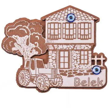 Belek Themed Wooden Engraved Souvenir Fridge Magnet - 38