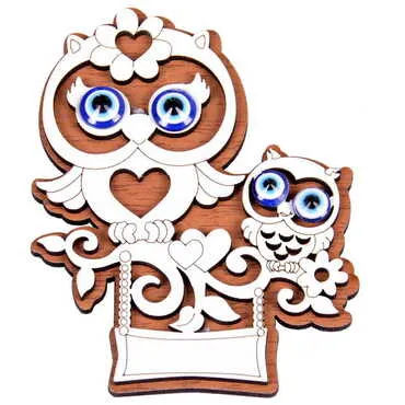 Owl Themed Wooden Engraved Souvenir Fridge Magnet - 3