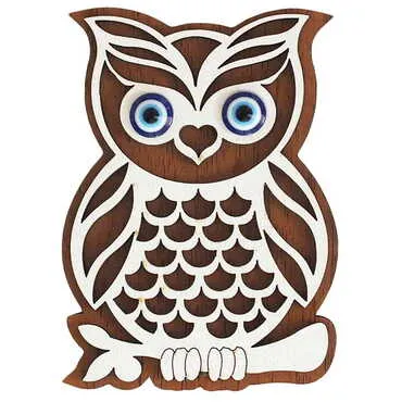 Owl Themed Wooden Engraved Souvenir Fridge Magnet - 5