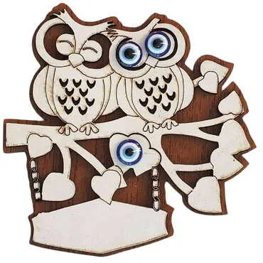 Owl Themed Wooden Engraved Souvenir Fridge Magnet - 6