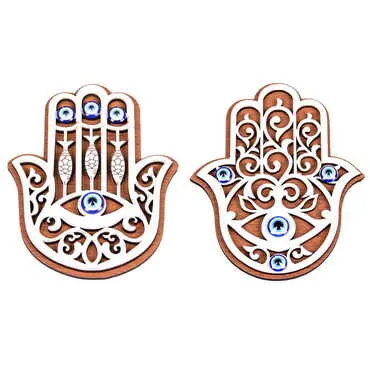 Fatima Hand Themed Wooden Engraved Souvenir Fridge Magnet - 2