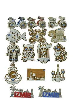 Izmir Themed Wooden Engraved Souvenir Fridge Magnet - 5