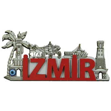 Izmir Themed Wooden Engraved Souvenir Fridge Magnet - 15