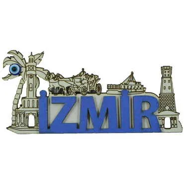 Izmir Themed Wooden Engraved Souvenir Fridge Magnet - 16