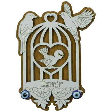 Izmir Themed Wooden Engraved Souvenir Fridge Magnet - 20