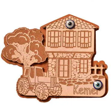 Kemer Themed Wooden Engraved Souvenir Fridge Magnet - 3