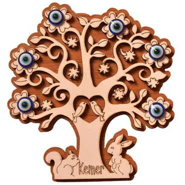 Kemer Themed Wooden Engraved Souvenir Fridge Magnet - 9