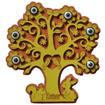 Kemer Themed Wooden Engraved Souvenir Fridge Magnet - 10