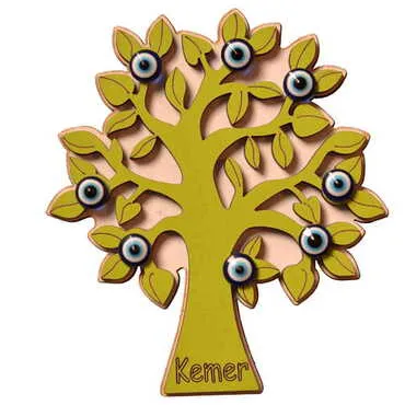 Kemer Themed Wooden Engraved Souvenir Fridge Magnet - 13