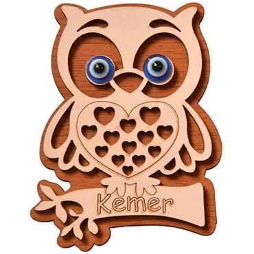 Kemer Themed Wooden Engraved Souvenir Fridge Magnet - 20