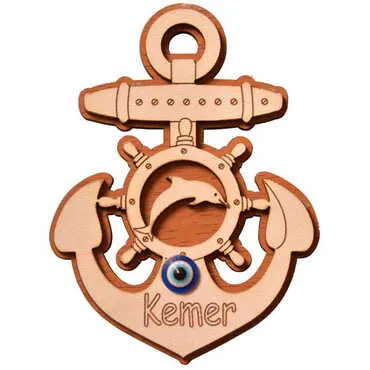 Kemer Themed Wooden Engraved Souvenir Fridge Magnet - 23