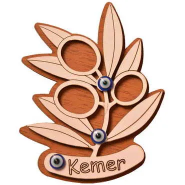 Kemer Themed Wooden Engraved Souvenir Fridge Magnet - 29