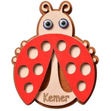 Kemer Themed Wooden Engraved Souvenir Fridge Magnet - 34
