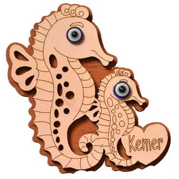 Kemer Themed Wooden Engraved Souvenir Fridge Magnet - 41