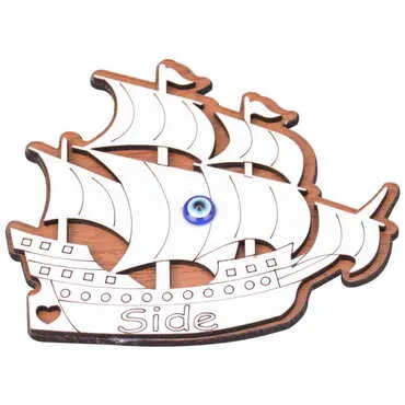 Side Themed Wooden Engraved Souvenir Fridge Magnet - 24