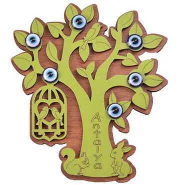 Tree Themed Wooden Engraved Souvenir Fridge Magnet - 11