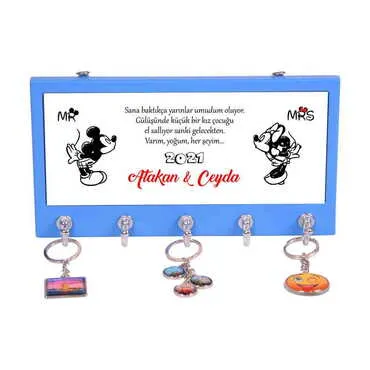 Toptan Sevgiliye Özel Tarihli Ahşap Anahtarlık Askısı - 3