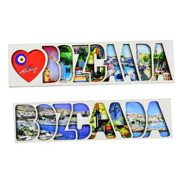 Bozcaada Themed Wooden Customised City Name Letter Souvenir Fridge Magnet - 3