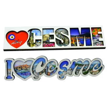Cesme Themed Wooden Customised City Name Letter Souvenir Fridge Magnet - 3