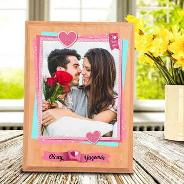Toptan Sevgiliye Özel Fotoğraflı Ahşap Masaüstü Pano - 4