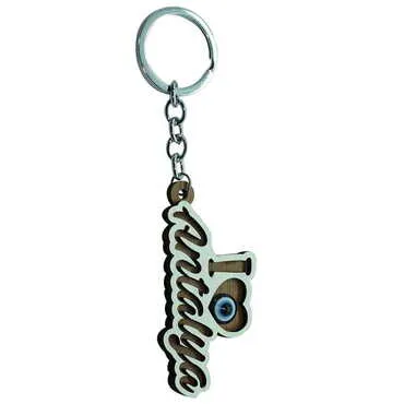 Antalya Themed Wooden Custom Printed Wooden Keyring - 3