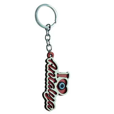 Antalya Themed Wooden Custom Printed Wooden Keyring - 5