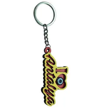 Antalya Themed Wooden Custom Printed Wooden Keyring - 7