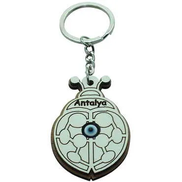 Antalya Themed Wooden Custom Printed Wooden Keyring - 10