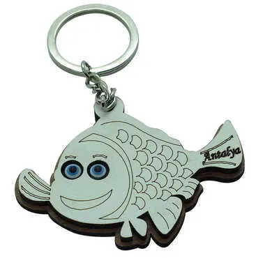 Antalya Themed Wooden Custom Printed Wooden Keyring - 11
