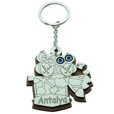 Antalya Themed Wooden Custom Printed Wooden Keyring - 13