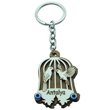 Antalya Themed Wooden Custom Printed Wooden Keyring - 14
