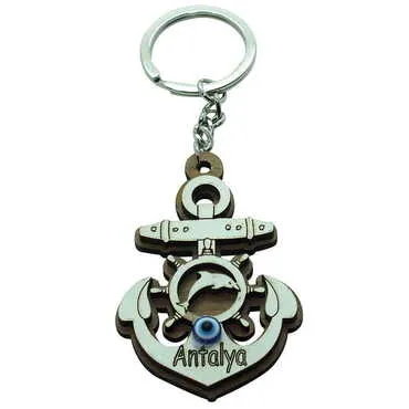 Antalya Themed Wooden Custom Printed Wooden Keyring - 16