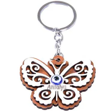 Antalya Themed Wooden Custom Printed Wooden Keyring - 17