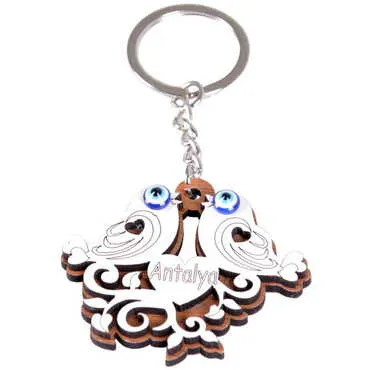 Antalya Themed Wooden Custom Printed Wooden Keyring - 21