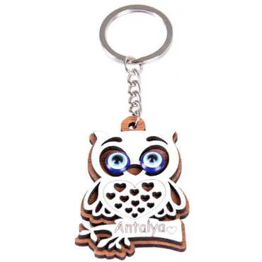 Antalya Themed Wooden Custom Printed Wooden Keyring - 22