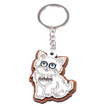 Antalya Themed Wooden Custom Printed Wooden Keyring - 23