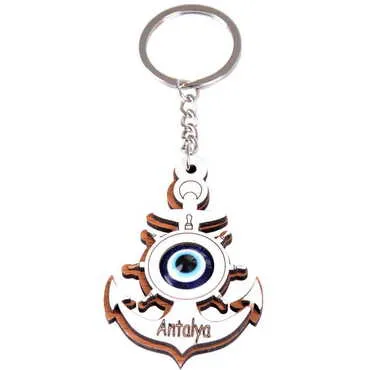 Antalya Themed Wooden Custom Printed Wooden Keyring - 25